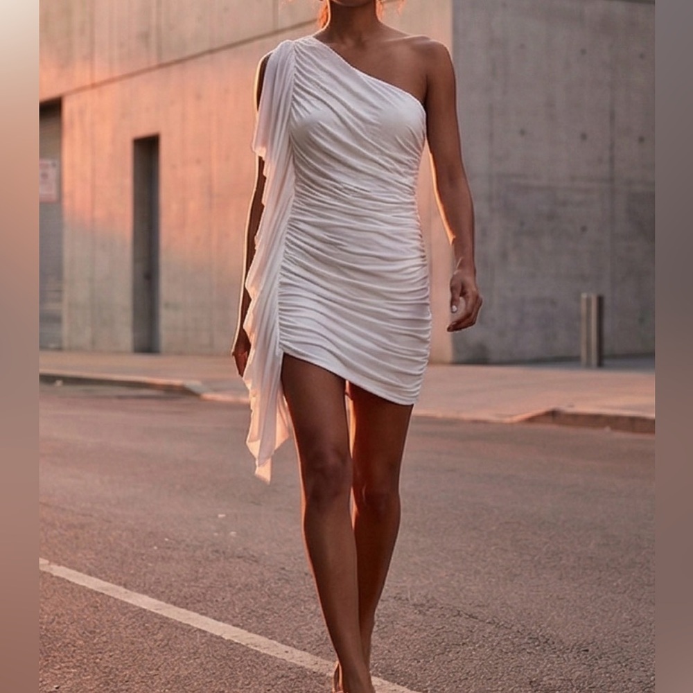 Boston Proper One Shoulder White Dress